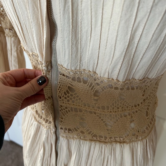 Vintage 60s-70s Mexican “Wedding Dress” Maxi Cotton - Picture 4 of 8